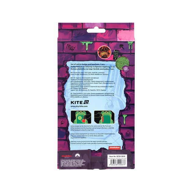 Бейдж Kite набір на липучці та підвіска TMNT Mutant Mayhem (NT25-3010) - picture 4