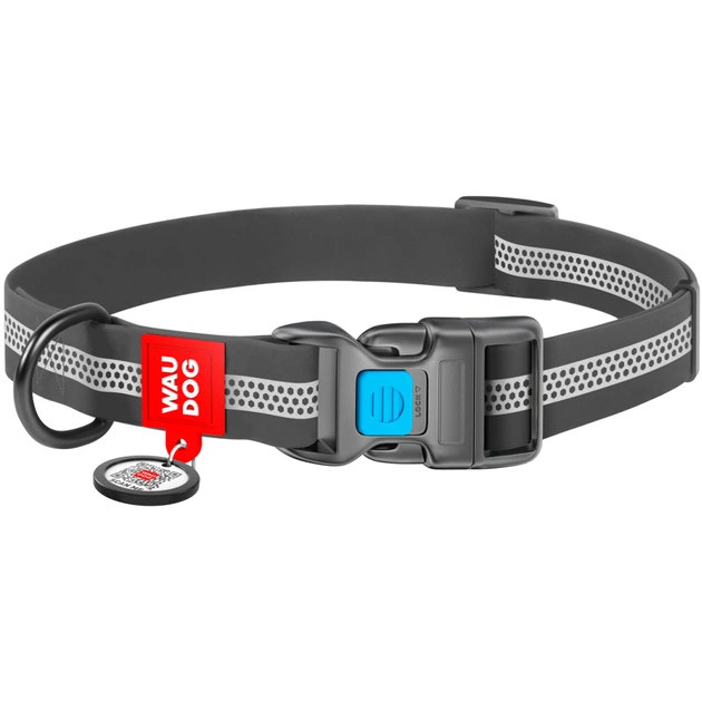 Ошейник для животных WAUDOG Waterproof пластиковая пряжка M Ш 20 мм Д 28-40 см серый (261511) - изображение 1