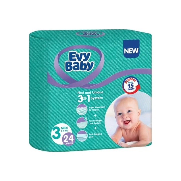 Підгузки Evy Baby Midi 5-9 кг 24 шт (8690506520236) - зображення 1