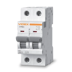Автоматичний вимикач Videx RS6 RESIST 2п 25А 6кА С (VF-RS6-AV2C25) изображение 1