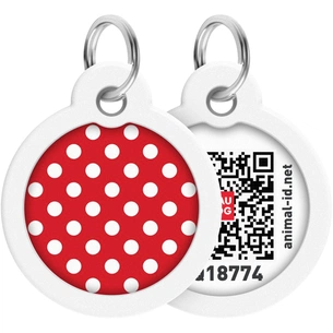 Адресник для тварин WAUDOG Smart ID з QR паспортом "Горох", коло 30 мм (230-0208) зображення 1