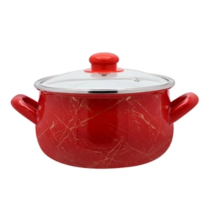 Каструля Interos емаль Червоний мармур 4,0л (ІТ-702-20) зображення 1