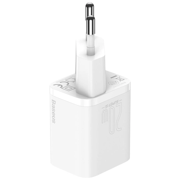 Зарядний пристрій Baseus Super Si 1C 20W With Simple Wisdom Data Cable Type-C/iP White (TZCCSUP-B02) - picture 3