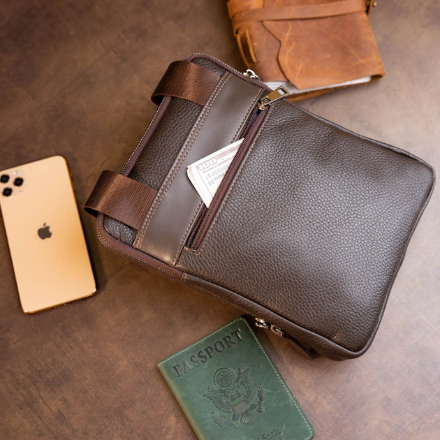 Сумка Shvigel На два відділення шкіряна Коричнева (11286) - зображення 11