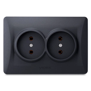 Розетка Videx BINERA 2ая черн (VF-BNSK2-BG) зображення 1