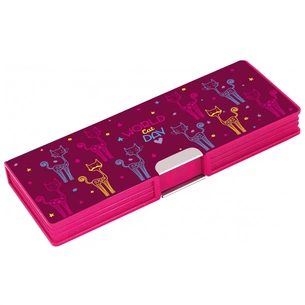 Пенал Cool For School Пластиковий на магніті World Cat Day 2 відділення Рожевий (CF86611) зображення 1