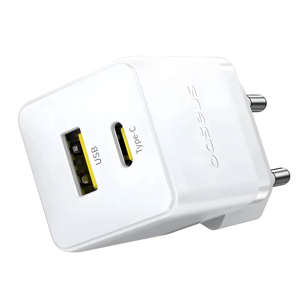 Зарядний пристрій Baseus 1xUSB-C 20W + 1xUSB white + cable USB-C to USB-C 60W 1.0m (P10111608213-01) - picture 3