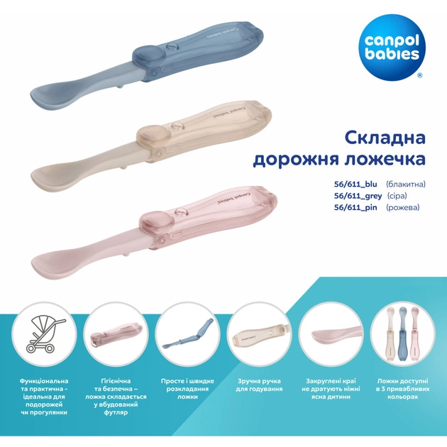 Набір дитячого посуду Canpol babies Ложечка cкладна дорожня - рожева (56/611_pin) - picture 6