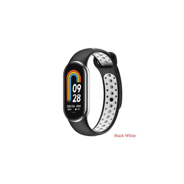 Ремінець до фітнес браслета BeCover Vents Style для Xiaomi Mi Smart Band 8 Black-White (709417) - изображение 1