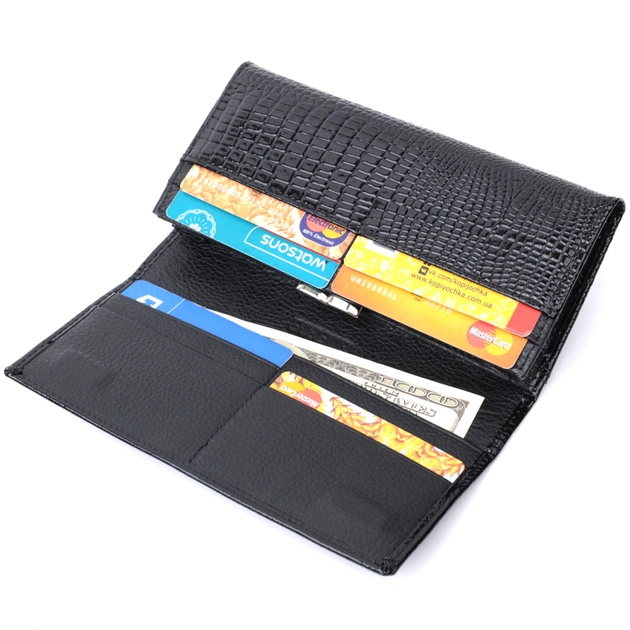 Гаманець ST Leather З натуральної лакованої шкіри Чорний (22679) - изображение 7