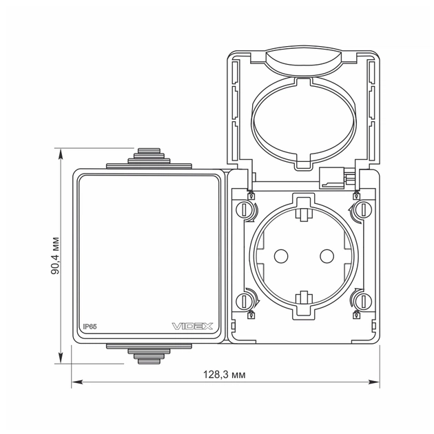 Вимикач Videx BINERA IP65 зовнішня 1ая із заземленням (VF-BNW3-G) - зображення 4