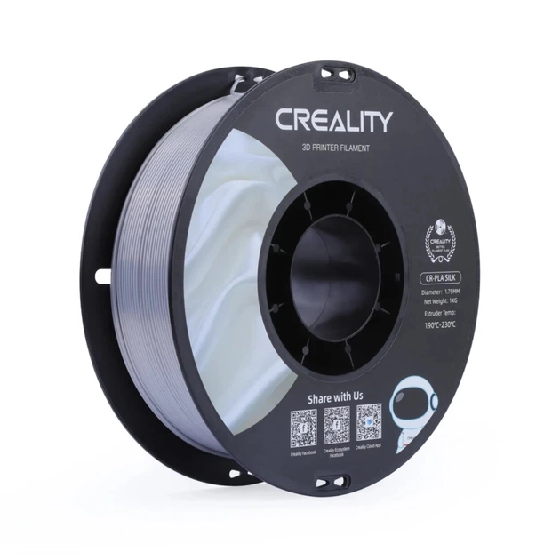 Пластик для 3D-принтера Creality PLA silky shine 1кг, 1.75мм, silver (3301120007) - изображение 1