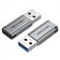 Адаптер Vention USB - USB Type-C V 3.0 (M/F) Gray (CDPH0) - зменшене зображення 2