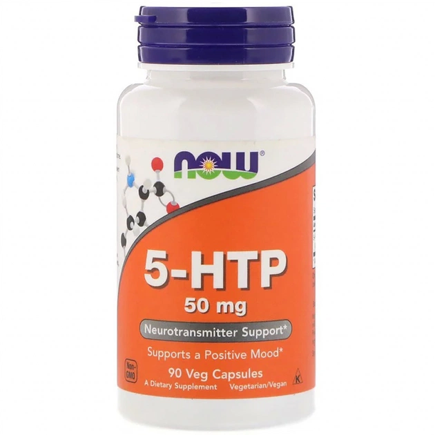 Амінокислота Now Foods 5-HTP (гідроксітріптофан), 50 мг, 90 вегетаріанських капсул (NOW-00099) - зображення 1