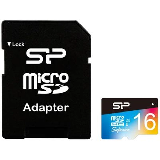 Карта пам'яті Silicon Power 16GB microSD class10 UHS-I Superior COLOR (SP016GBSTHDU1V20SP) - зображення 1