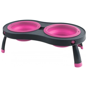 Посуд для собак Dexas Миска подвійна на складній підставці-велика 600 мл рожева (0084297306885) изображение 1