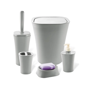 Набір для ванної кімнати Planet Household Papillon 5 предметів сірий (6887) зображення 1