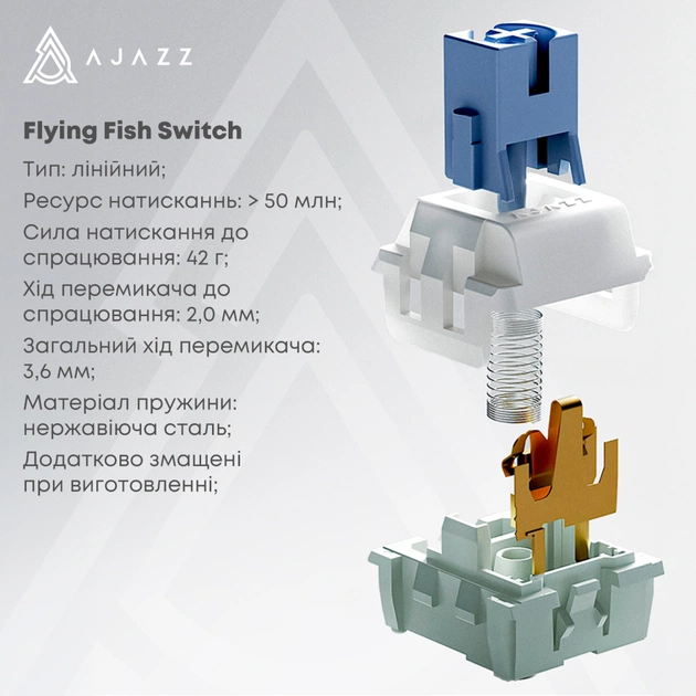 Клавіатура Ajazz AK870 V2 Flying Fish Switch USB UA Black/Grey/Yellow (AK870-V2-FF-BGY) - picture 8