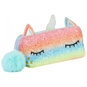 Пенал Cool For School 1 відділення з блискітками та помпоном Блакитний (CF6636-blue) зображення 1