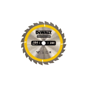 Диск пильний DeWALT CONSTRUCTION, 184 х 16 мм, 24z (ATB), 16 градусів (DT1939) зображення 1
