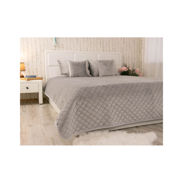 Покривало Руно двостороннє декоративне Velour Grey ромб 150х220 см (360.55_Grey ромб) - picture 5