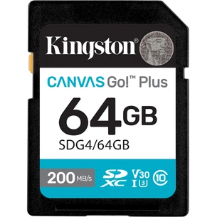 Карта пам'яті Kingston 64GB SDXC сlass 10 UHS-I U3 V30 Canvas Go Plus G4 (SDG4/64GB) изображение 1