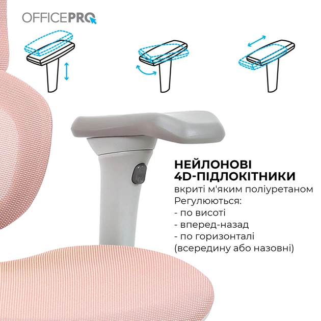 Кресло офисное OfficePro Elite OC950GLP Gray/Light Pink - изображение 9