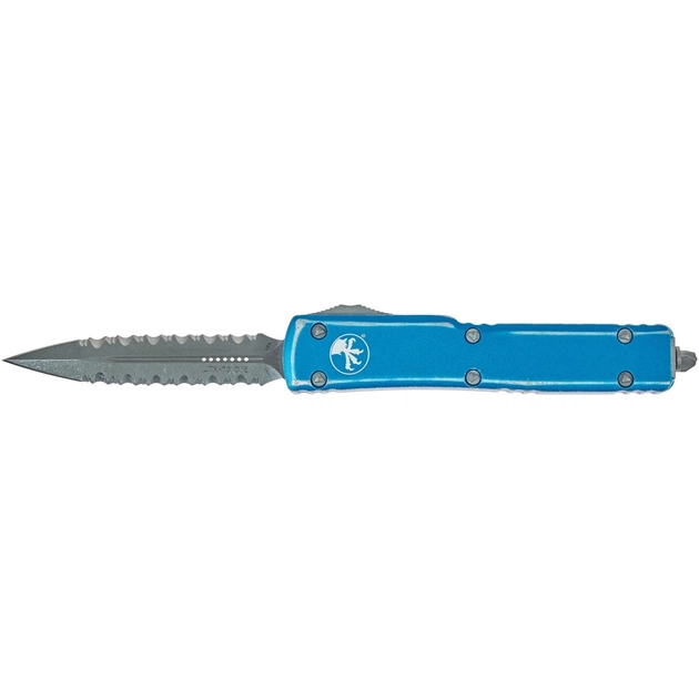 Ніж Microtech UTX-70 Double Edge Apocalyptic DFS Serrator Distressed Blue (147-D12DBL) - изображение 1