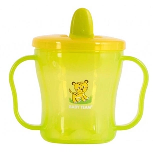 Поїльник-непроливайка Baby Team з ручками і складним носиком 180 мл (5002) зображення 1