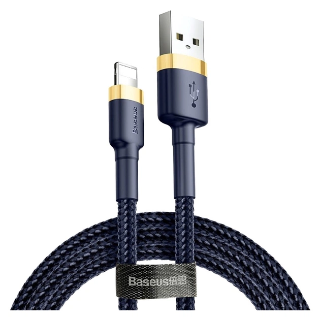 Дата кабель USB 2.0 AM to Lightning 1.0m 2.4A Cafule Blue-Gold Baseus (CALKLF-BV3) - изображение 1