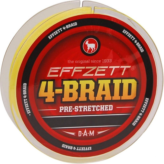 Шнур DAM Effzett 4-BRAID 125м 0,20мм 9,9кг (yellow) (3796020) - изображение 1