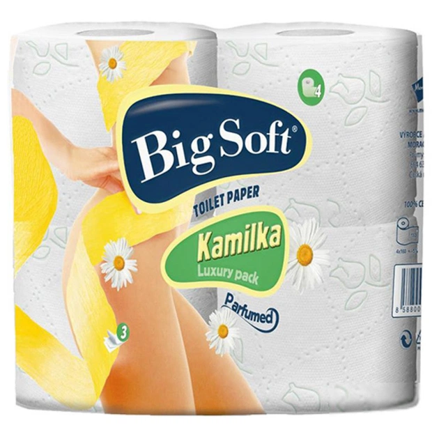 Туалетний папір Big Soft Kamilka ароматизований 3 шари 160 відривів 4 шт (8588001193294) - зображення 1