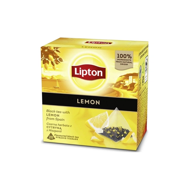 Чай Lipton чорний "Lemon" 20 пакетиків (5063270110911) - зображення 1