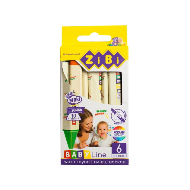 Карандаши цветные ZiBi Baby line Jumbo треугольные 6 шт (ZB.2483) - изображение 1