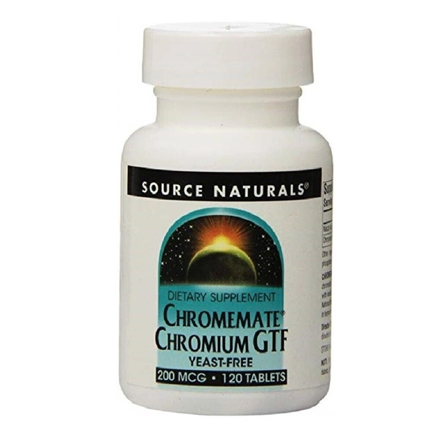 Минералы Source Naturals Хром GTF 200 мкг, ChromeMate, 120 таблеток (SN0340) - изображение 1