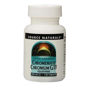 Мінерали Source Naturals Хром GTF 200 мкг, ChromeMate, 120 таблеток (SN0340) зображення 1