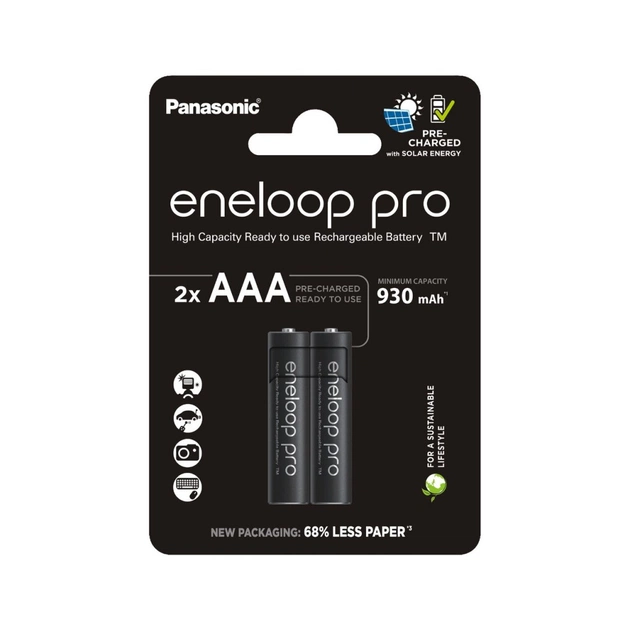 Аккумулятор Panasonic AAA Eneloop 930mAh Pro NI-MH * 2 (BK-4HCDE/2CP) - изображение 1