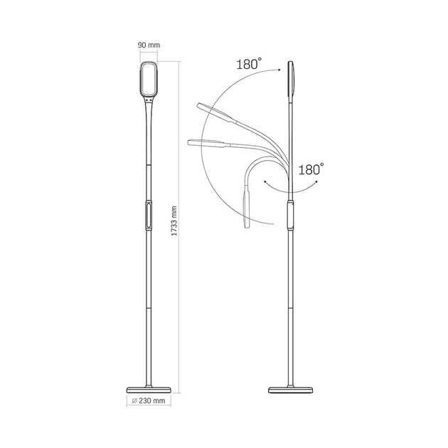 Торшер Videx LED торшер підлоговий чорний14W 3000-5500K 220V (VL-TF07B) - picture 3