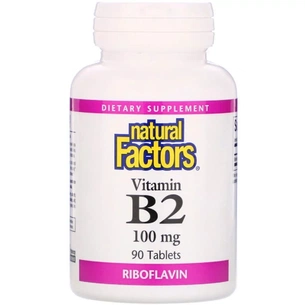 Вітамін Natural Factors Вітамін В2, Рибофлавін, 100 мг, 90 Пігулок (NFS-01215) зображення 1