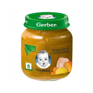 Дитяче пюре Gerber Ніжні овочі з телятиною 130 г (7613036011280) изображение 1