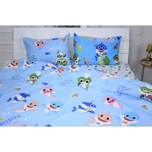 Постільна білизна MirSon Бязь Ranforce Elite 17-0521 Sharks blue Сімейний 160x220 (2200004733135) зображення 1