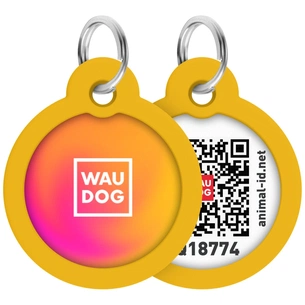 Адресник для тварин WAUDOG Smart ID з QR паспортом "Градієнт помаранчевий", коло 30 мм (230-4035) зображення 1
