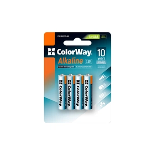 Батарейка ColorWay AAA LR03 Alkaline Power (лужні) * 4 blister (CW-BALR03-4BL) зображення 1
