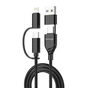 Дата кабель USB-C + USB-A to Lightning + Micro 5P + USB-C 1.0m 2.4-3A black Grand-X (PX-41B) - уменьшенное изображение 2