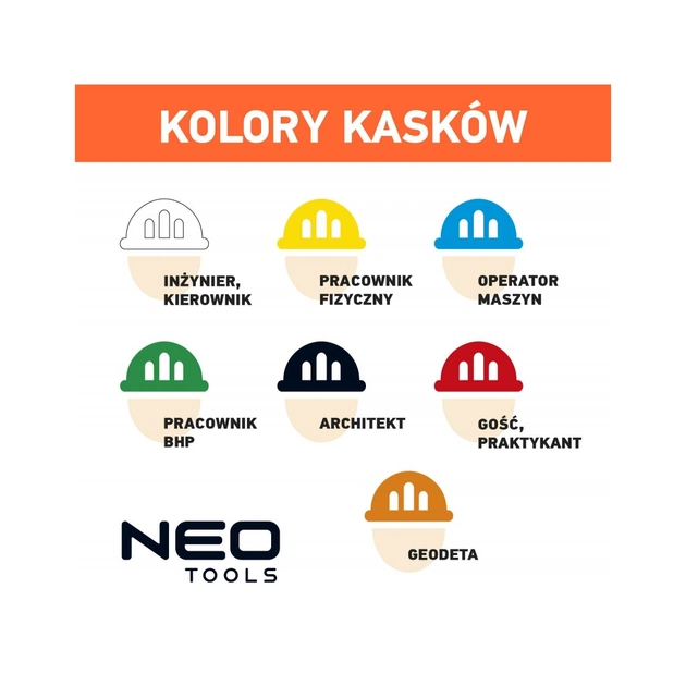 Каска защитная Neo Tools пластик ABS, пряжка для регулировки, оранжевая (97-225) - изображение 6