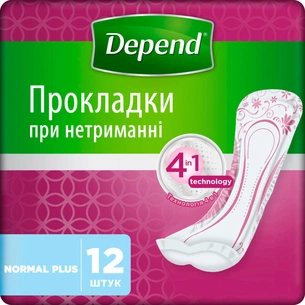 Урологічні прокладки Depend Normal Plus Pad 12 шт. (5029053546162/5029053561585) изображение 1