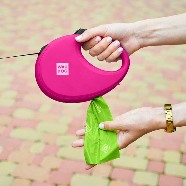 Поводок для собак WAUDOG R-leash с контейнером для пакетов S до 12 кг 3 м розовый (26277) - изображение 8