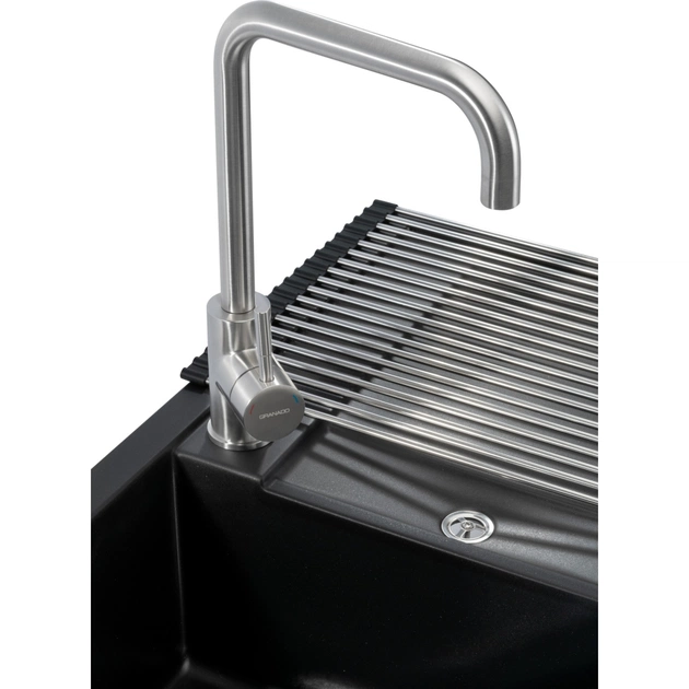 Мойка кухонная GRANADO комплект VALENCIA black shine_чаша ліворуч (ksg0701L) - изображение 4