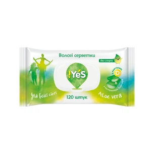 Вологі серветки !YES для усієї сім'ї з екстрактом алое 120 шт. (4820180331529) зображення 1