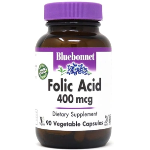 Вітамін Bluebonnet Nutrition Фолієва кислота 400 мг, Folic Acid, 90 вегетаріанських капсул (BLB0449) зображення 1